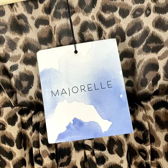 Majorelle Lexi‎ Smocked Mini Dress Leopard Animal Print Tan Black Sz L